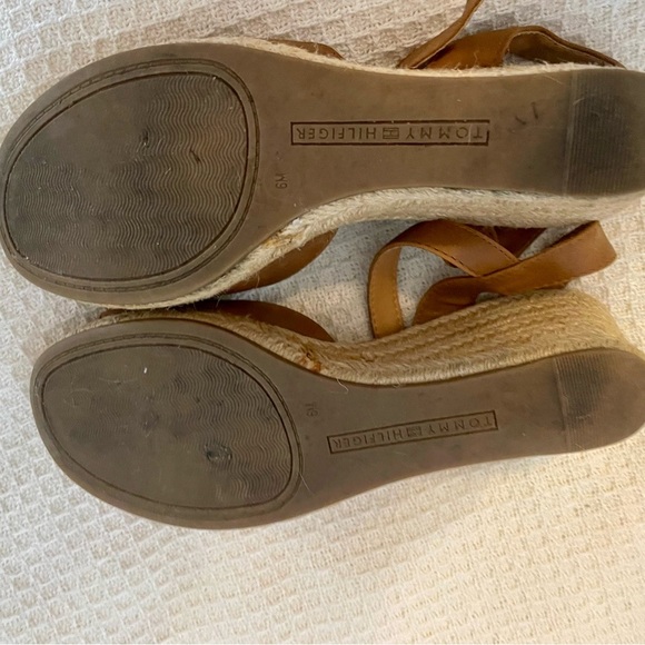 Tommy Hilfiger Tan‎ leather Sandals 6 jute wedge Ankle Strap casual summer - Picture 9 of 9